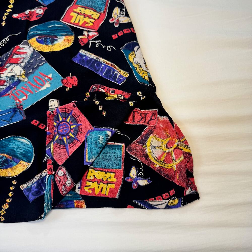 Chico's VTG Pop Art Graphic Camp Shirt Womens 2 Large Art To Wear Maximalist 90s - Picture 9 of 14